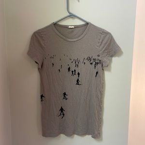 Jcrew grey skiing graphic T-shirt GUC size small